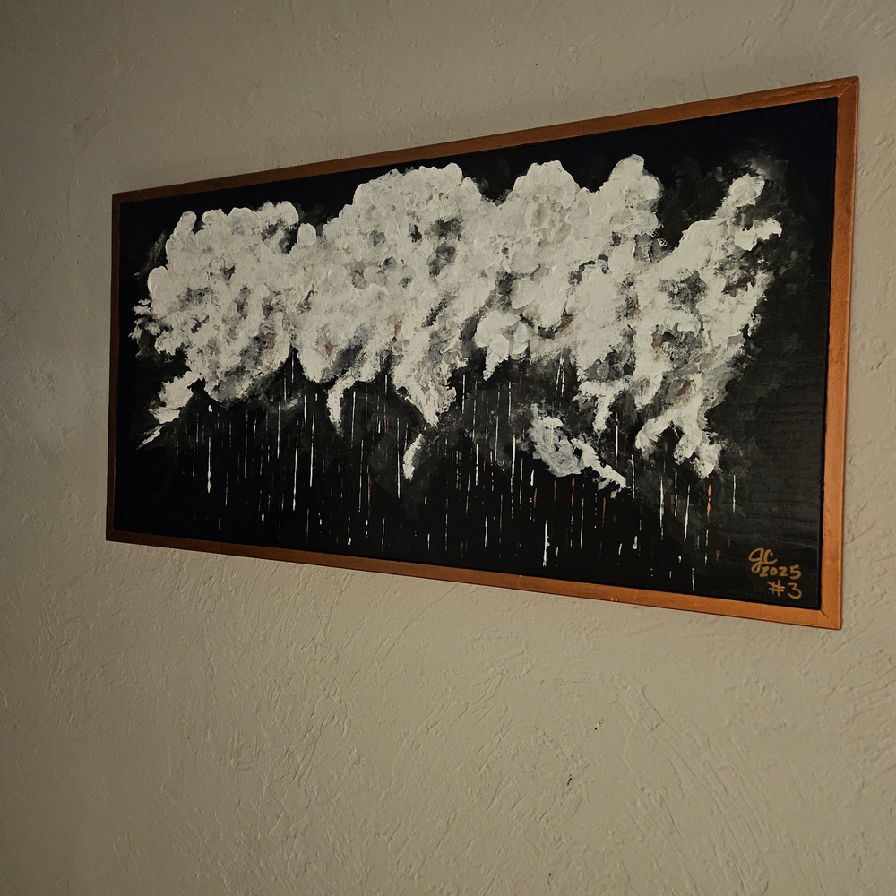 Abstract Black and White Framed Painting